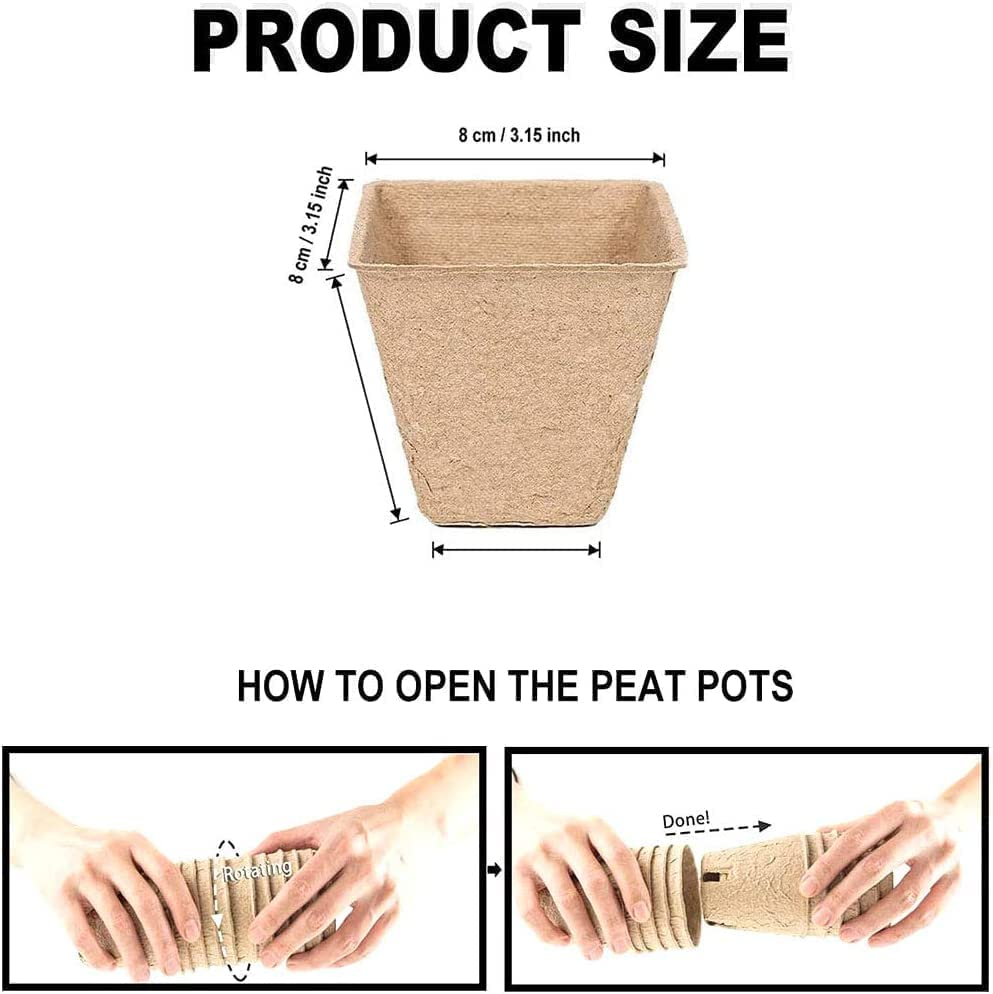 100 Pcs 8CM Seed Starter Pots, Organic Planting Peat Pots for Garden Seedling, Eco-Friendly and Biodegradable Seedling Pots for Seed Germination image number 3