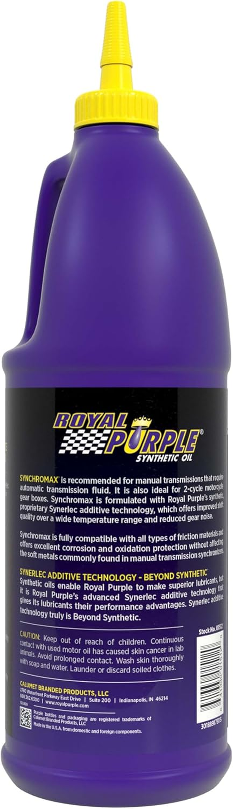 Royal Purple 01512 Synchromax High Performance Synthetic Manual Transmission Fluid - 1 Qt. image number 1