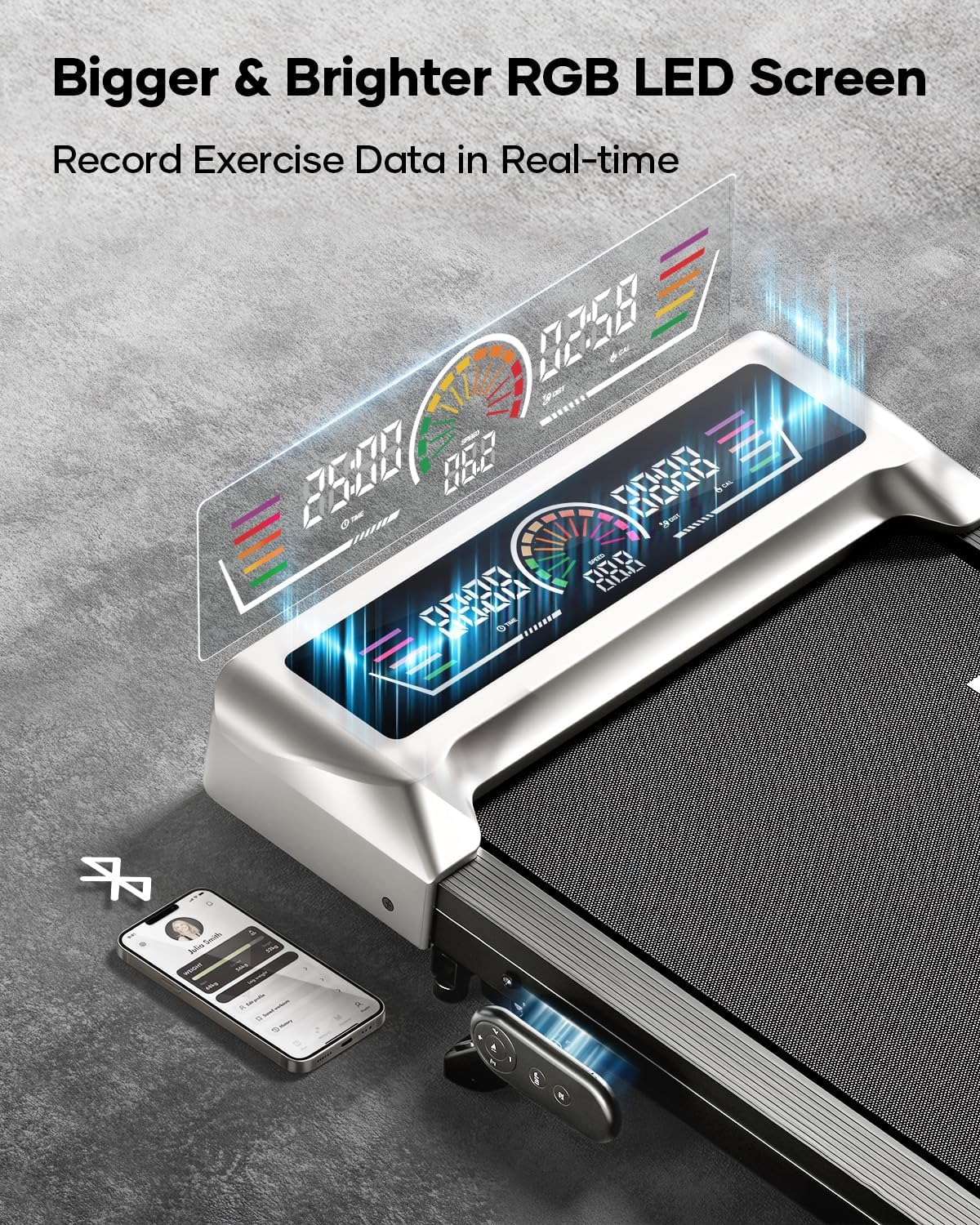 TOPUTURE Walking Pad Treadmill with Incline 10%, 3.0 HP Brushless Motor Walking Pad under Desk Treadmills for Home Office with App, Mute Control & LED Display image number 3