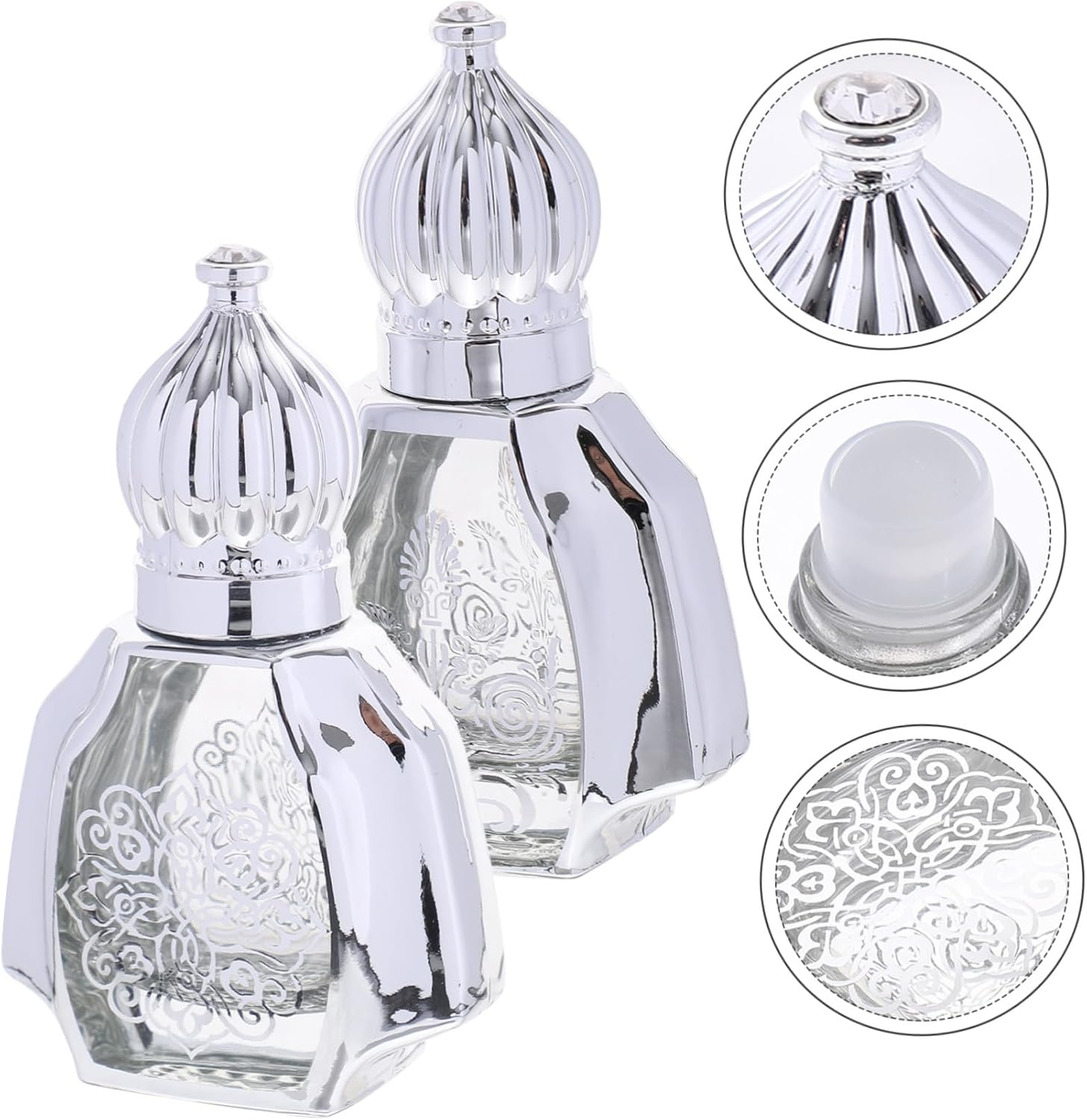 Aroma Roller Bottles 10Ml Glass Portable Perfume Supply Bottles with Silver Cap 2Pcs for Travel and Personal Use image number 1