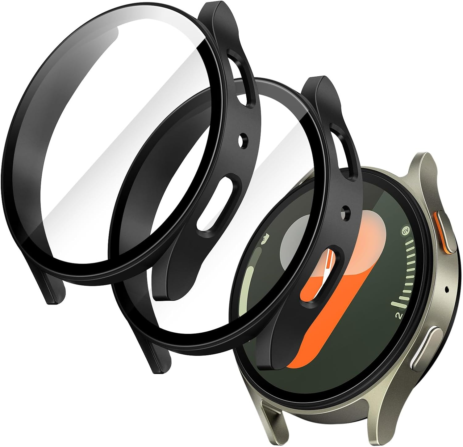 Jetech Case with Screen Protector for Samsung Galaxy Watch Ultra 47Mm, Overall Protective Cover, Built-In Tempered Glass Film High Sensitivity, 2 Pack (Titanium Gray)