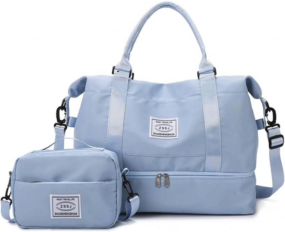 Travel Duffel Bags,Weekender Bags for Women&Men with Shoe Compartment,Large Capacity Travel Overnight Bags with Toiletry Bag,Carry on Bag for Travel, Gym,Hospital,Weekend(Beige)