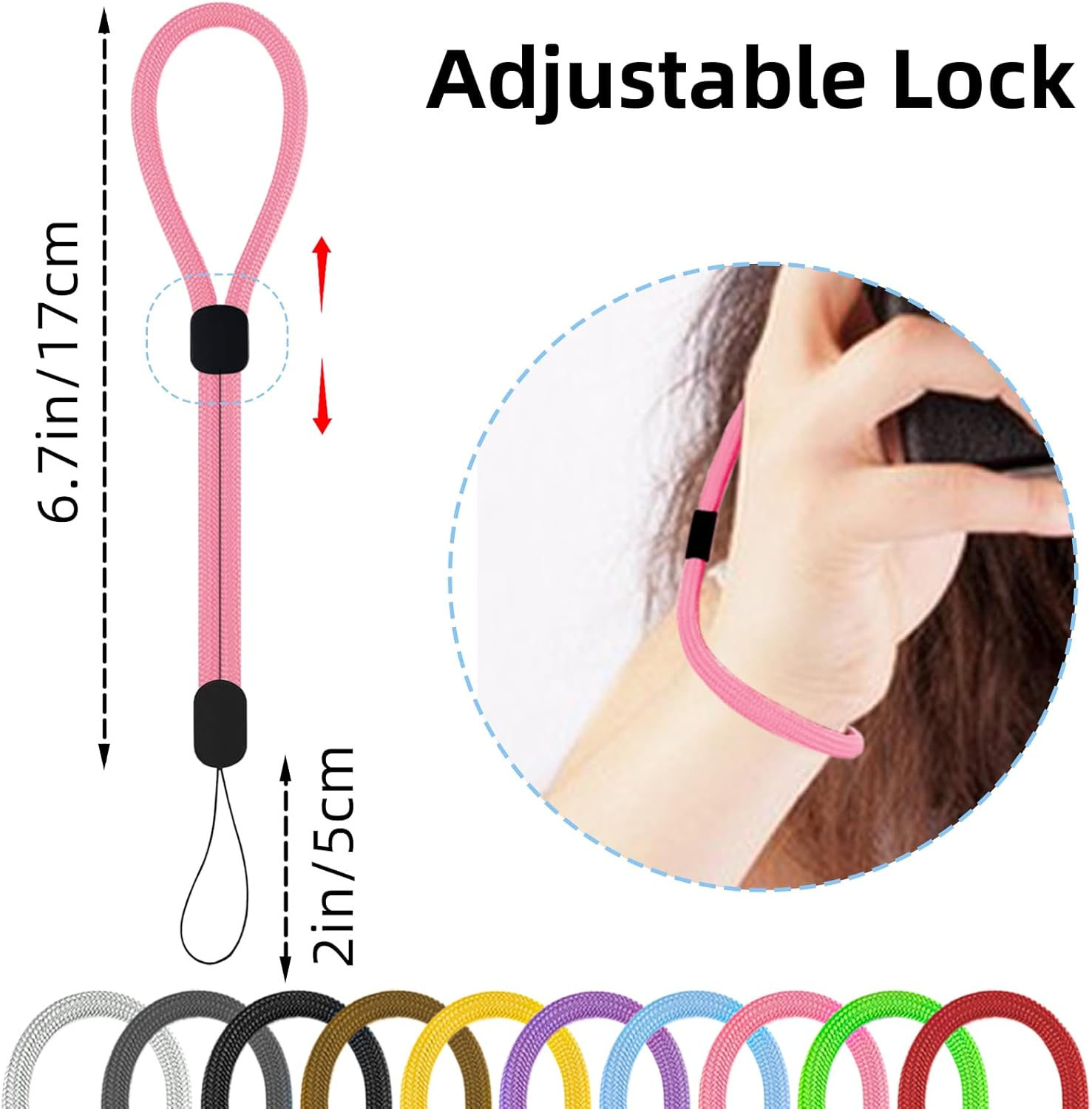 10Pcs Wrist Strap Lanyard,Adjustable Wrist Strap Phone Wrist Strap Nylon Lanyards for Keys Key Strap,Suitable for Electronic Devices Mobile Phones Cameras USB Flash Drives Wallets Badge(Colorful), Red image number 1