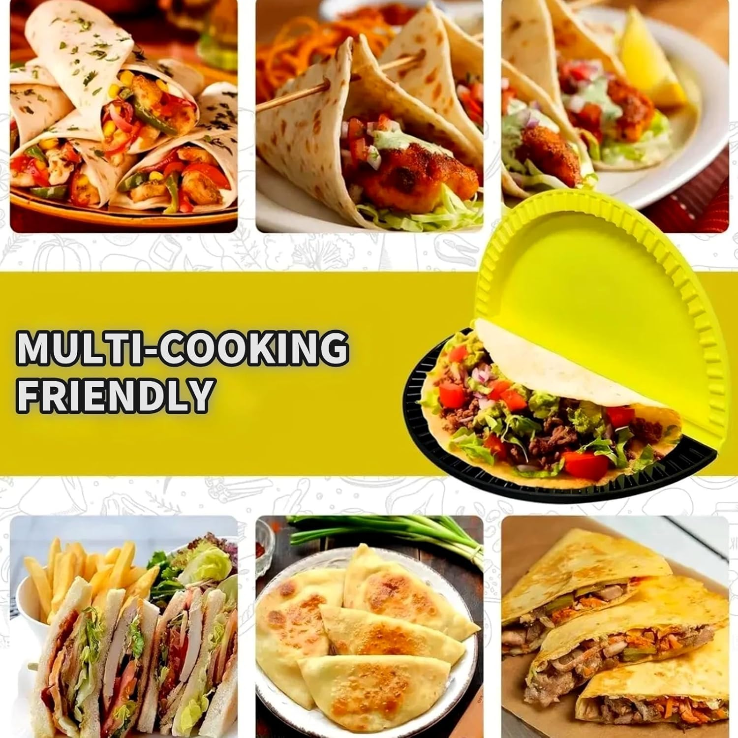 Tortilla Crimper & Quesadilla Maker Kit,Tortilla + Sandwich Bundle, 8'' & 3.54'' Empanada Samosa Mold, Sandwich Pocket Crimper for Air Fryer, Microwave, Oven Cooking image number 4