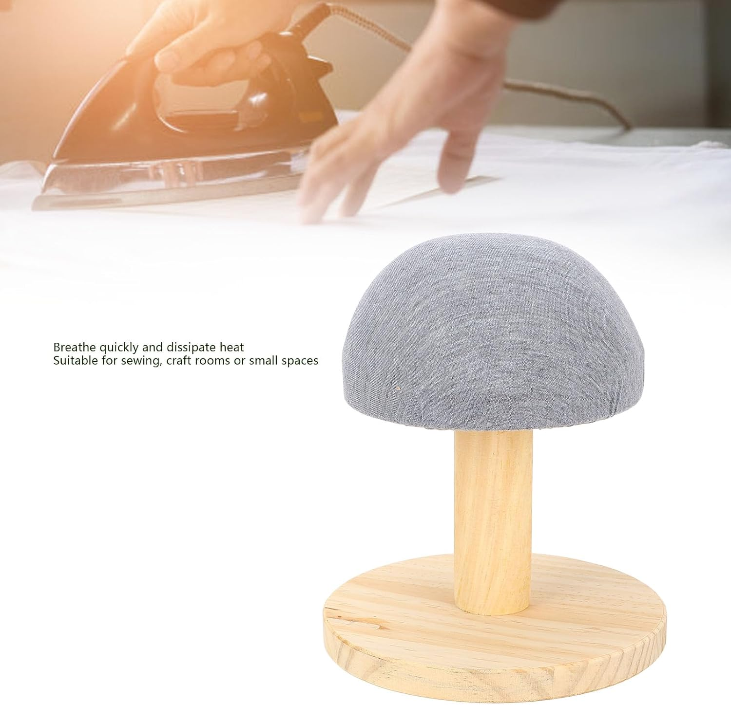 Bra Wooden Ironing Board, Mini Ironing Board Small Ironing Stool for Bras, Shirts, Collars, Cuffs, Mini Iron Padded Sleeve Pillow Board Stool with round Base, round Pressing Board image number 2