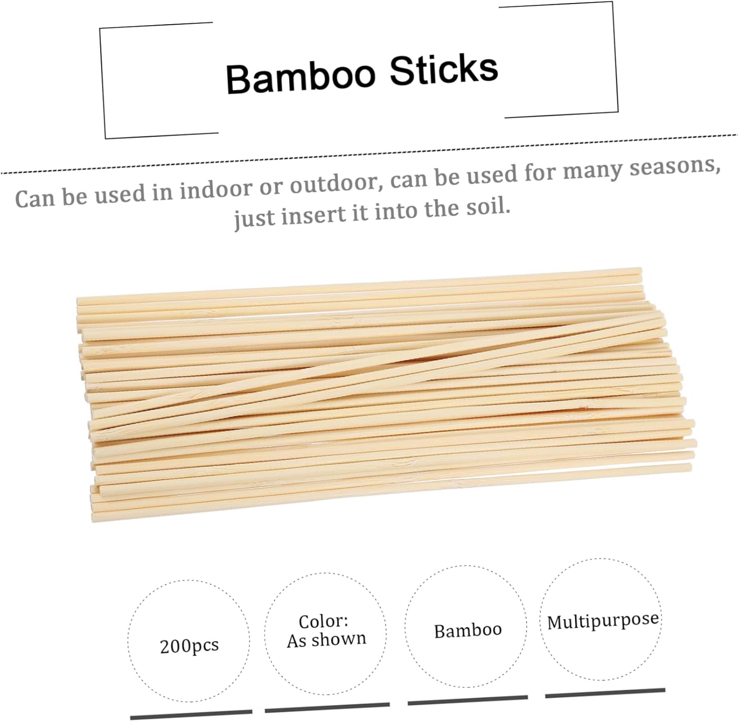 FUNOMOCYA 200Pcs Bamboo Sticks Garden Sticks Floral Plant Support Stakes Planting Supplies for Plant Growth Support DIY Gardening image number 4