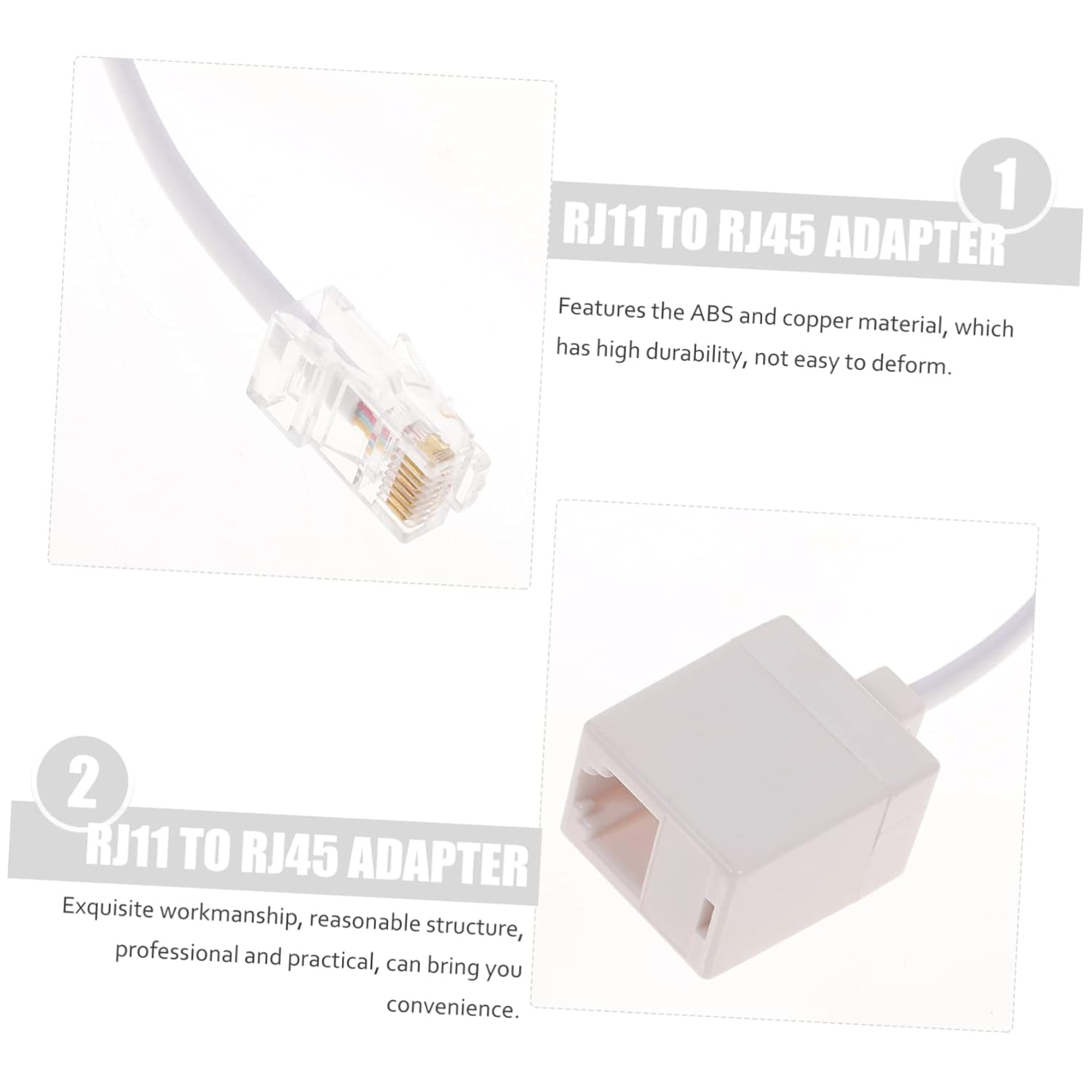 DOITOOL 8Pcs Adapter Telephone to Ethernet Adapter Phone to Ethernet Cable for High Speed Cable Use image number 5