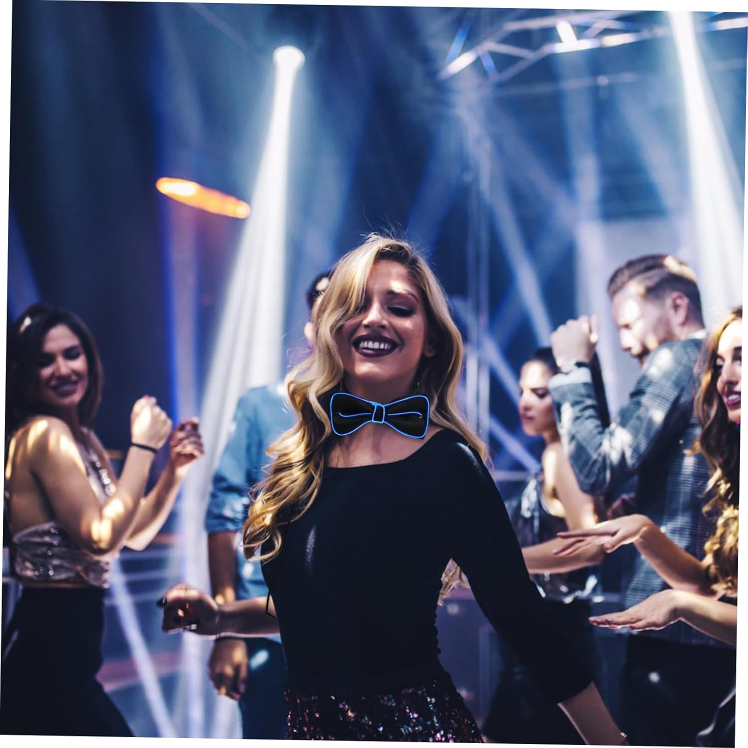 Alipis Party Flashing Bow Tie Led Glowing Tie Collar Party Performance Dark Blue image number 6