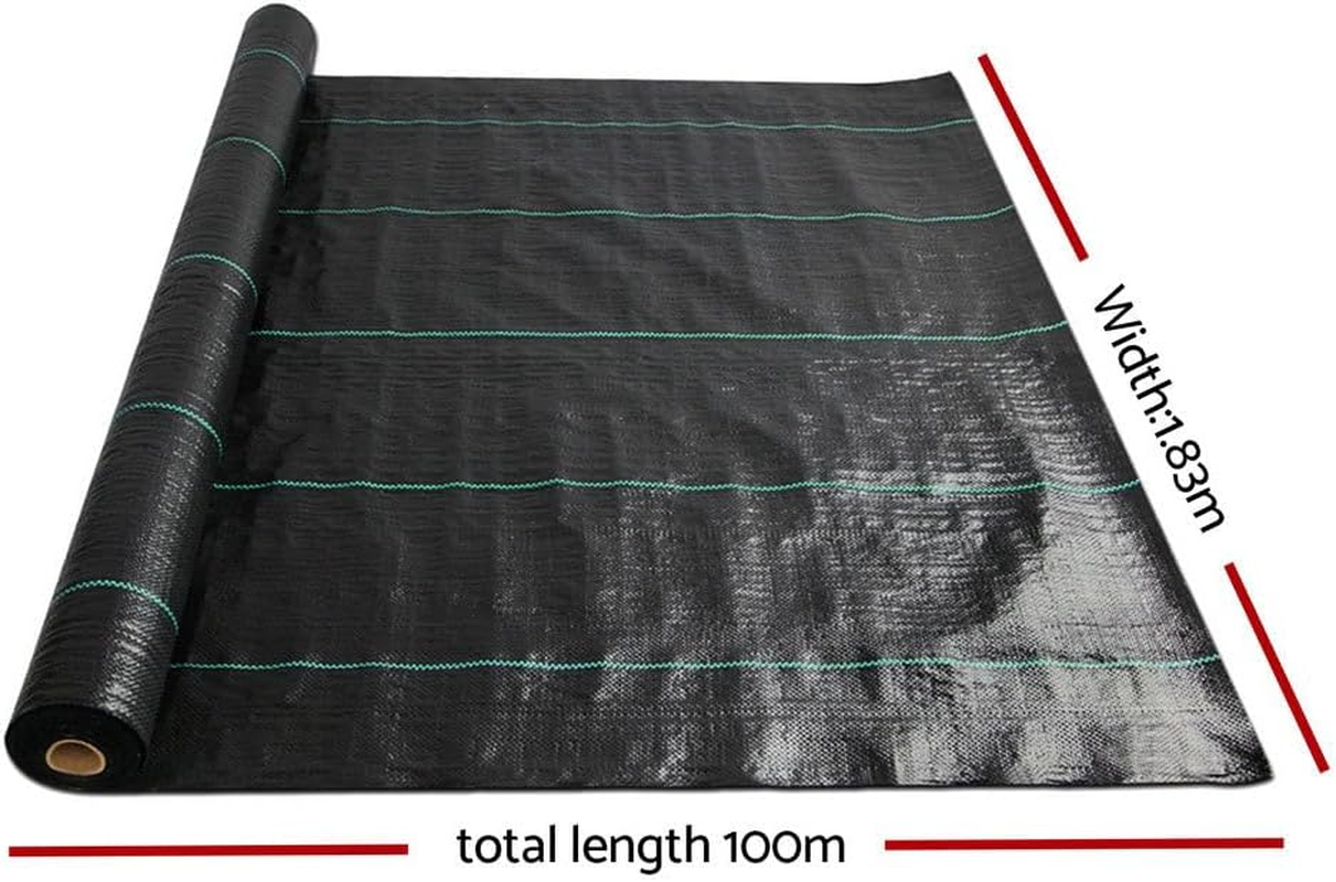 Instahut Weed Mat, 1.83 X 100M Weedmat Weeds Control Mats Barrier Matting Outdoor Greenhouse Garden Lawn Supplies, UV Resistant Fabric Woven Porous Surface Black image number 1