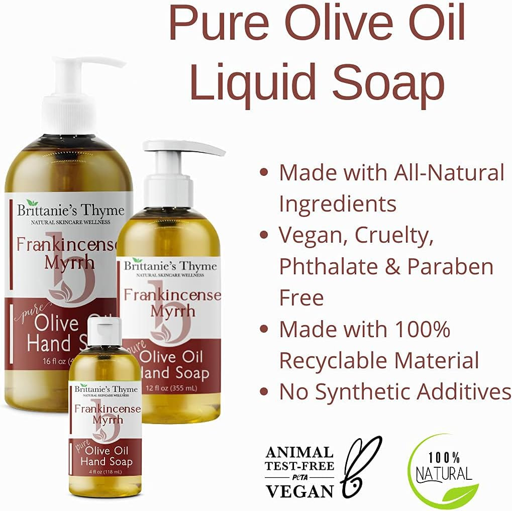 Frankincense & Myrrh Olive Oil Hand Soap - Cruelty Free, Vegan, Gluten Free, All Natural image number 5