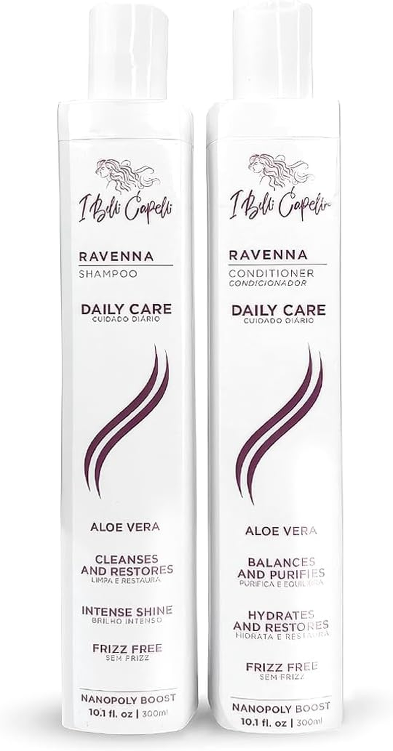 Ravenna Aloe Vera Shampoo & Conditioner Set &ndash; Sulfate & Paraben-Free, Deep Moisture, Breakage Reduction for Dry, Damaged & All Hair Types, 2&times;300Ml (10.1 Fl Oz Each)