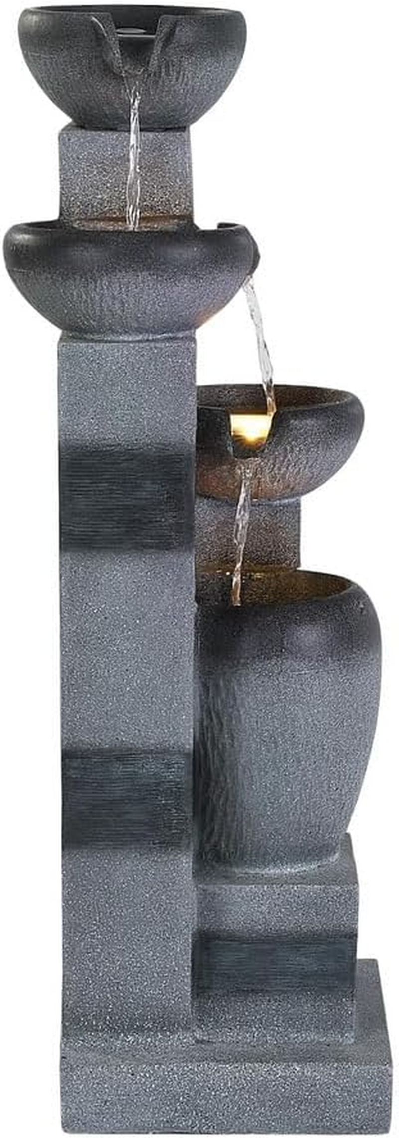 Gardeon Solar Fountain Water Feature Outdoor Fountain Indoor 3-Tier Bowl Cascading Grey image number 1