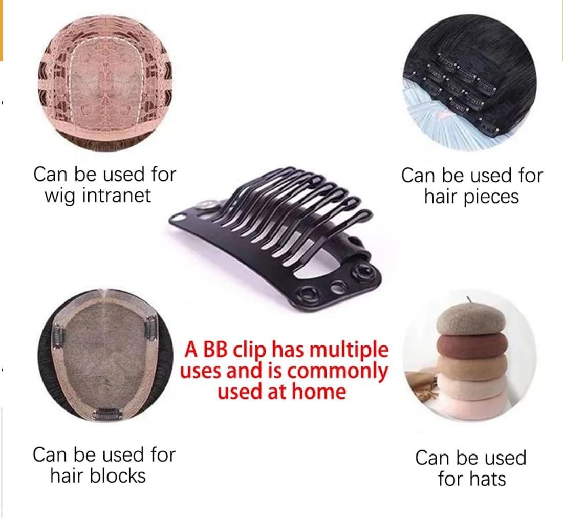 OUDQFCJ Pack of 20 Hair Extensions Clips Black Hair Clips Hair Extensions Clips for Extensions Braided 6 Teeth U Shape Metal Silicone Wig Hair Extension Clip for Women Wigs image number 3