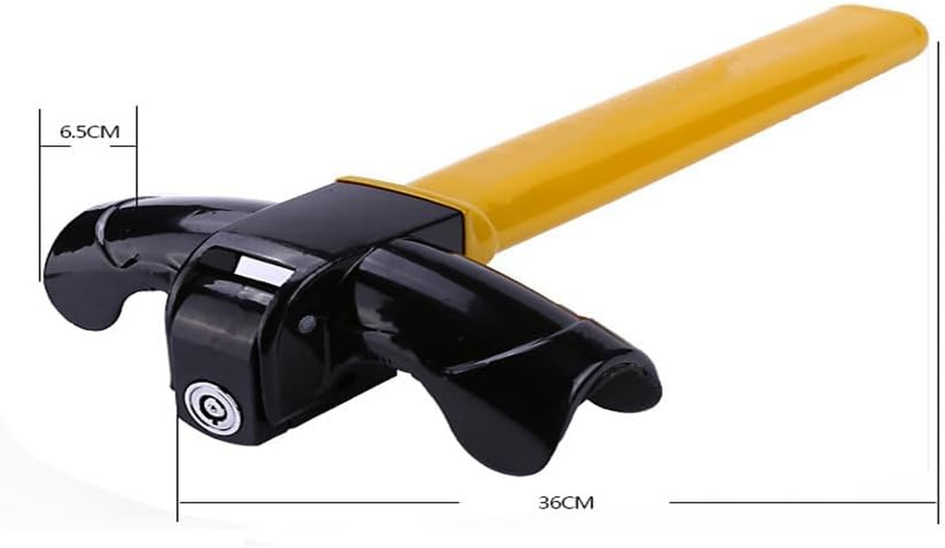 Walquicks Steering Wheel Lock Anti-Theft Heavy Duty Secure Car Accessories Device, with Keys Yellow Auto Car anti Theft Security Rotary Steering Wheel Lock Top Mount, for Car, Truck, Van, Camper image number 1