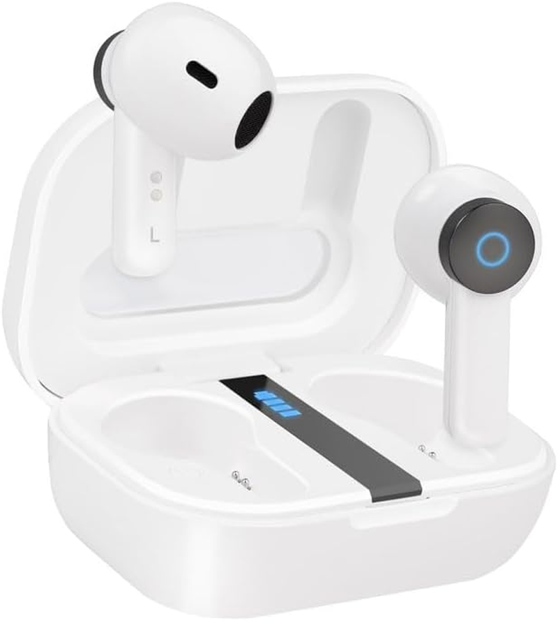 TOOQ TQBWH-0031W - Bender Wireless Bluetooth Headphones with Microphone with Charging Case, Wireless Headphones for Iphone/Ios/Android, White