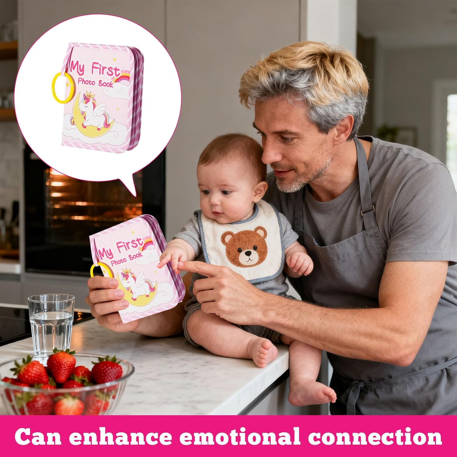 Baby Photo Album 4X6, Baby Memory Book, Soft Cloth Toddler Photo Albums, Holds 17 4X6 Photos, Perfect for Newborn Toddler Memories, Cartoon Toddler Memory Book, First Family Album Scrapbook (Unicorn) image number 1