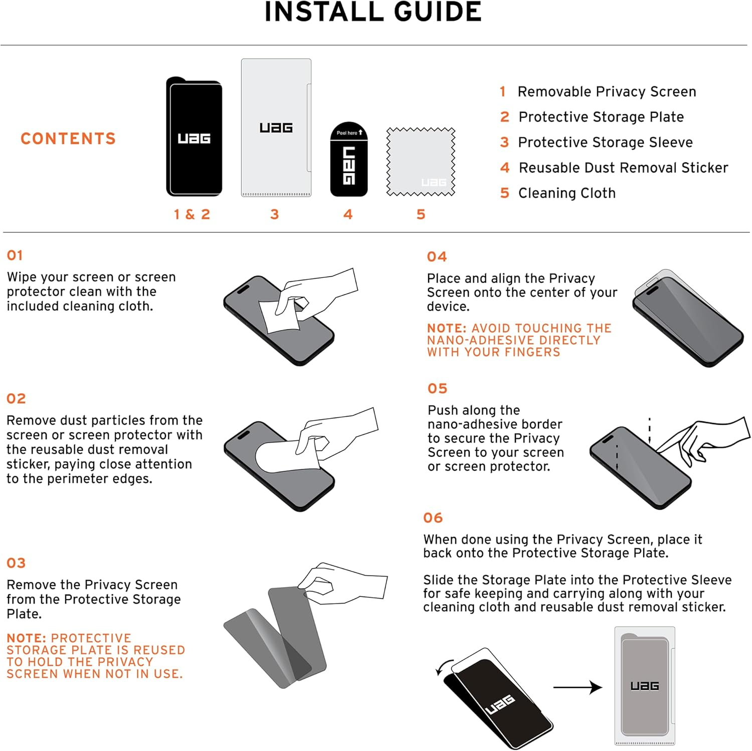 URBAN ARMOR GEAR Privacy Eco Compatible with Apple Iphone 16 / Iphone 15 Removable Screen Protector (Recycled RPET, 2-Way Privacy Protection, Includes Storage Case) - Privacy image number 3