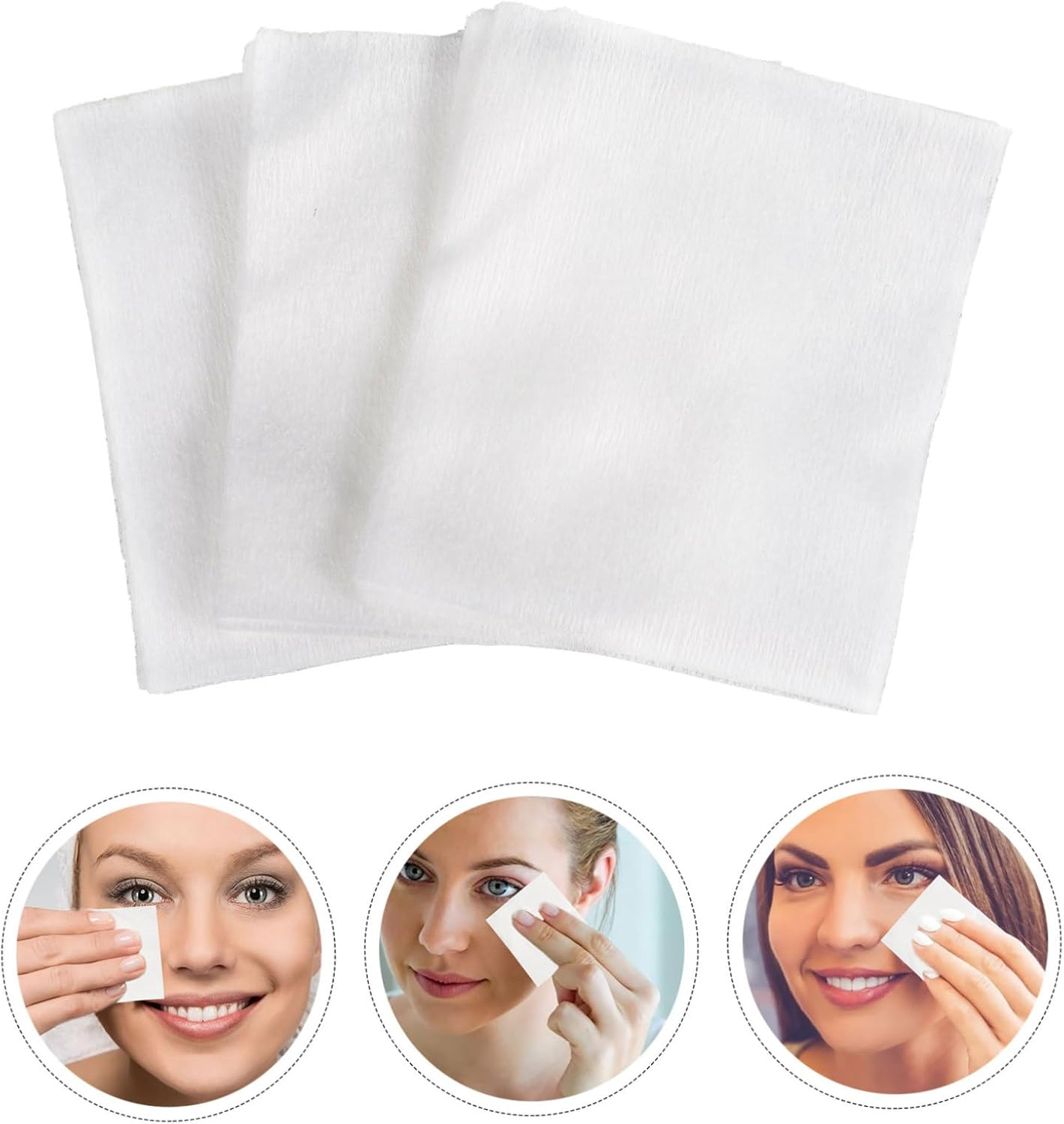 WOONEKY 200Pcs Swiss Cotton Rounds Makeup Remover Pads for Face and Nail Polish Removal image number 2