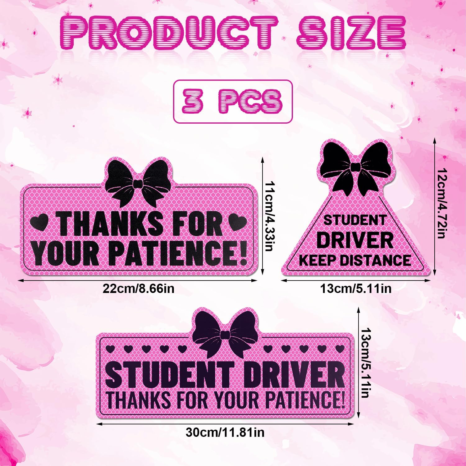 3Pcs Magnet Student Driver Signs, Thanks for Your Patience Student Driver Sign Student Driver Sticker for New Student Drivers image number 2
