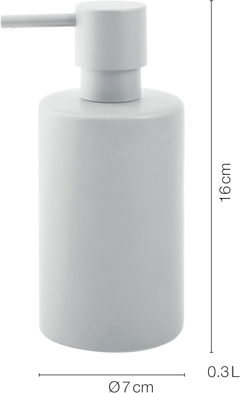 Spirella Soap Dispenser Tube, with Stainless Steel Pump, Liquid Soap Dispenser, Porcelain, 300 Ml, Long-Lasting and Robust, Matt White, White - Blue image number 3