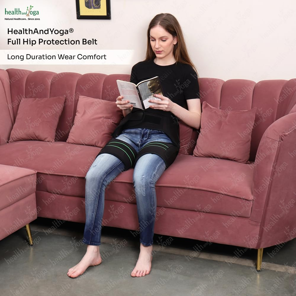 Healthandyoga&trade; Hip Protection Belt &ndash; Binder Support Brace and Rehabilitation Aid &ndash; Reduces Chances of Falls, Hip Fractures & Injuries in Old Age or Post-Surgery Recovery &ndash; Free Size, Unisex (Both Sides) image number 6