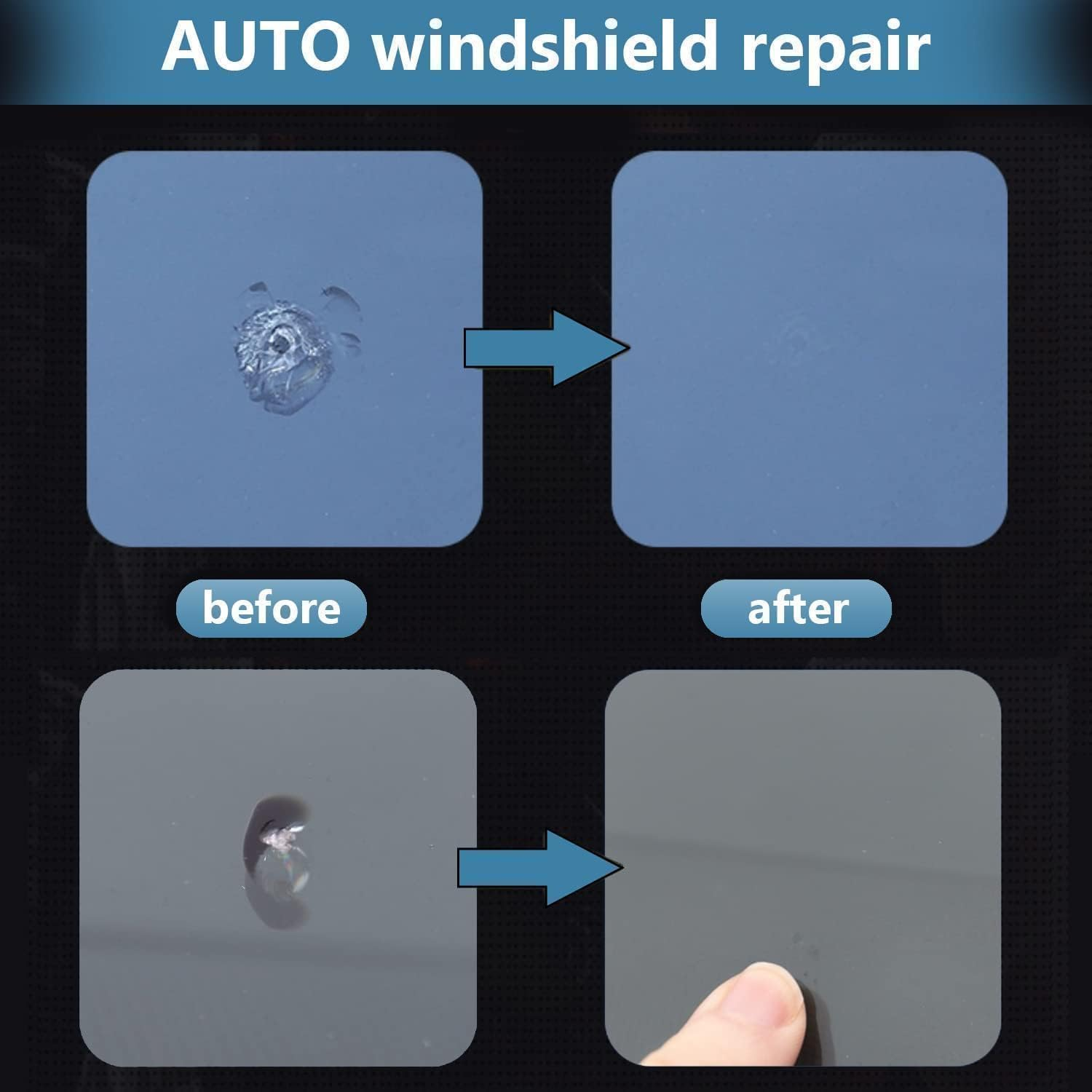 Windshield Repair Kit，Windshield Repair Kit for Chips and Cracks，Cracks Gone Glass Repair Kit | Car Glass Repair Kit - Blue