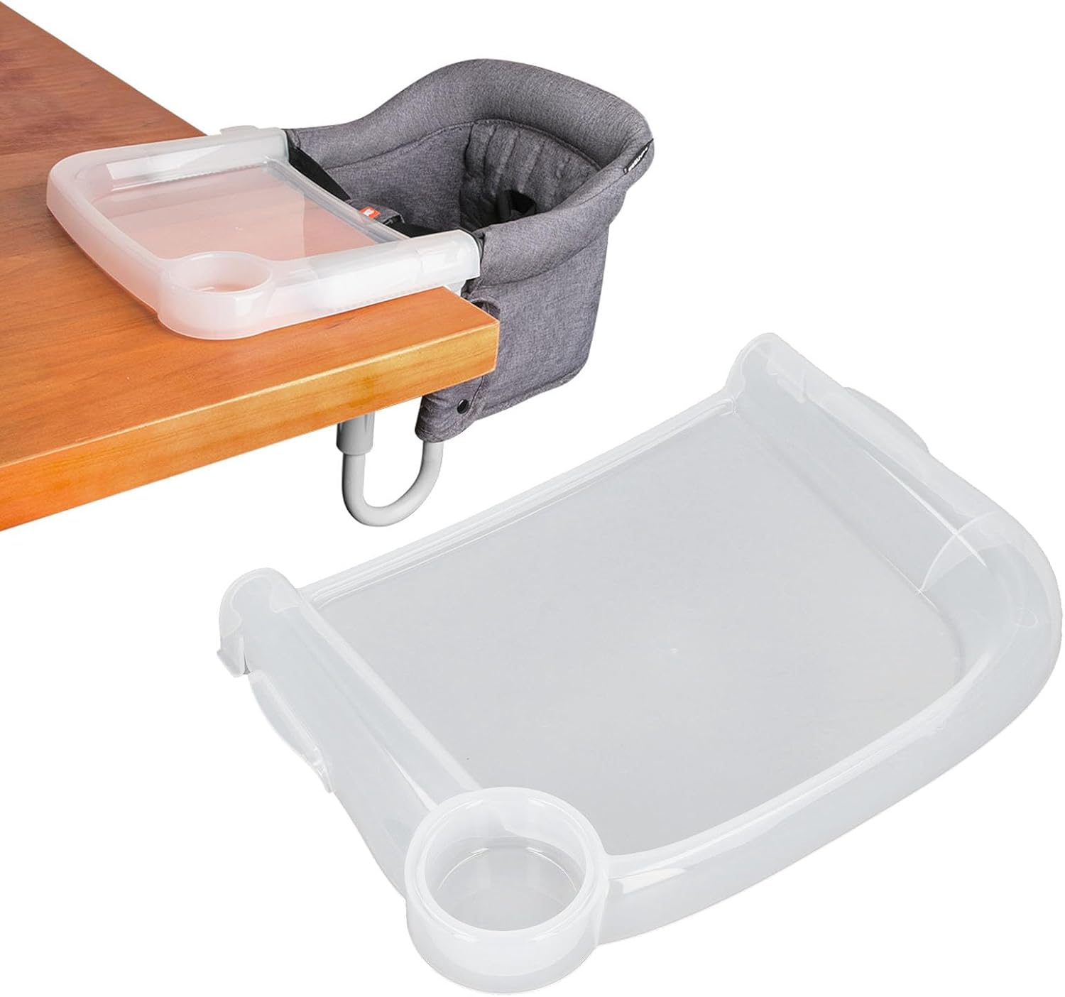 Baby Dining Tray, Portable Baby Feeding Tray for Clip on Fast Table Chair Ideal for Baby Toddler for Meal Restaurant, Clear Plastic Baby Dining Tray Accessory for Toddlers, image number 5