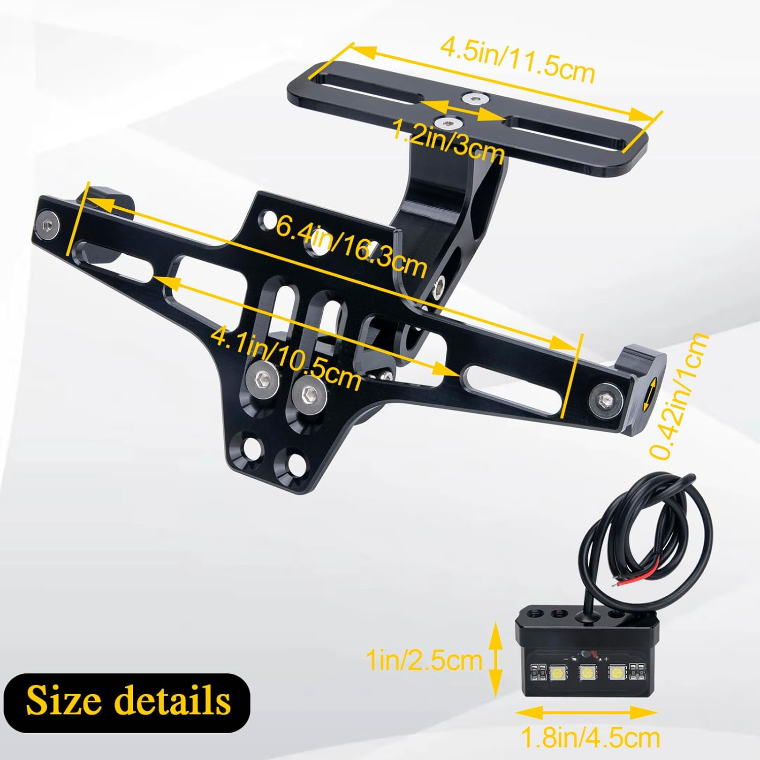 Motorcycle License Plate Bracket, Universal Fender Eliminator Kit Tail Tidy Compatible with Suzuki Yamaha Kawasaki Ducati Honda BMW (Black) image number 1