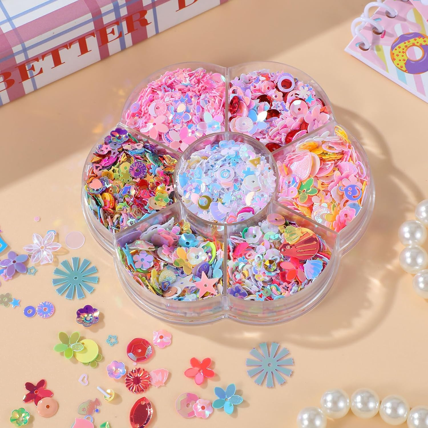 WRITWAA Iridiscent Sparkly Craft Sequins for Embroidery and DIY Nail Art, Assorted Irregular Shapes and Colors, 2-Box Set Decorative Sequins for Clothing and Kids&rsquo; Crafts image number 2