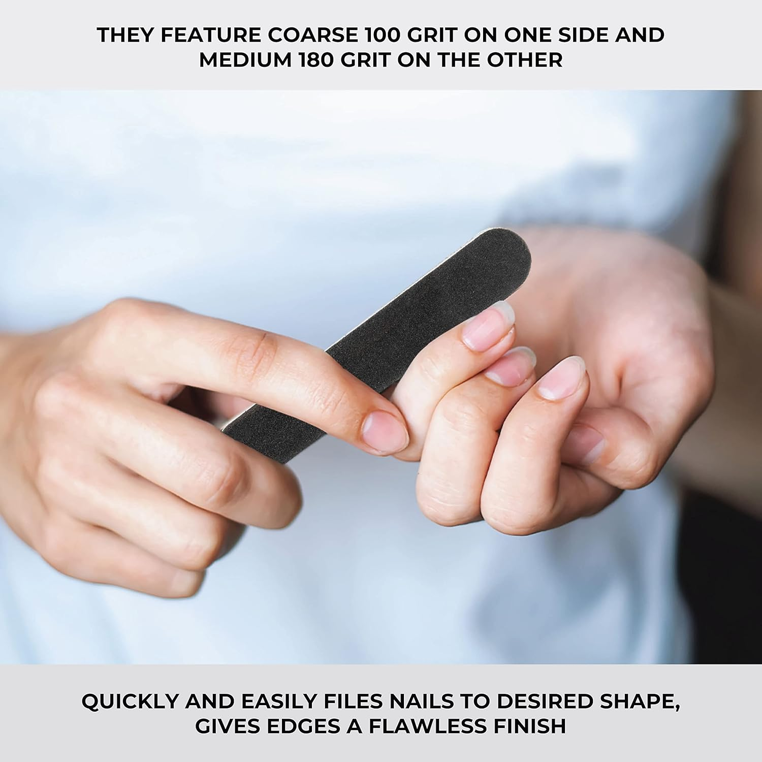 Forpro Mini Foam Board, Black, 100/180 Grit, Double-Sided Manicure Nail File, Individually-Wrapped, 3.5&rdquo; L X .5&rdquo; W, 50-Count image number 2