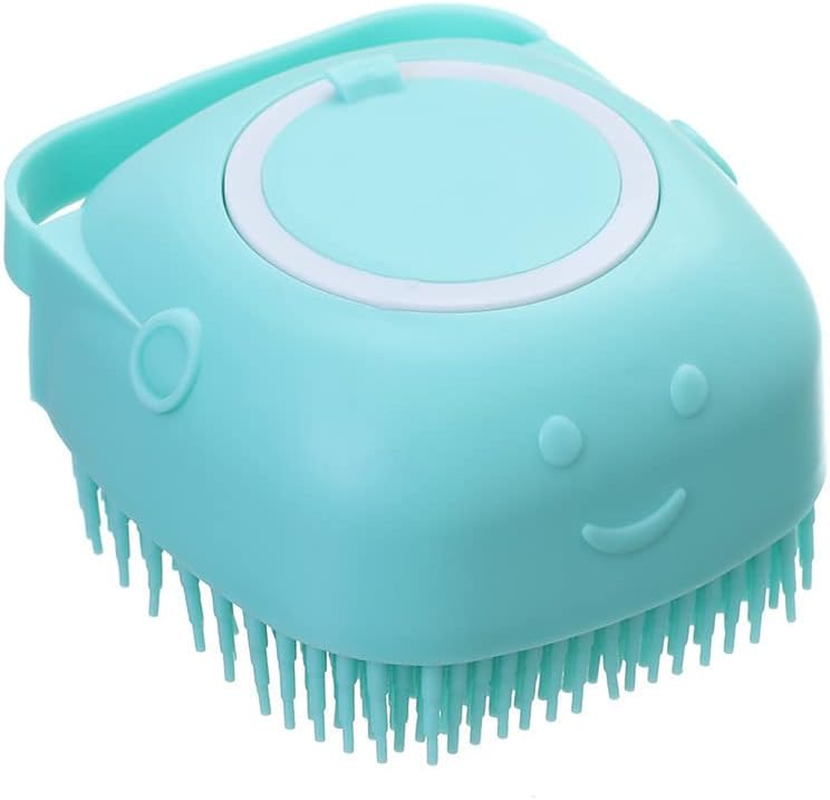 Dog Bath Brush - MISTHIS Pet Massage Brush Shampoo Dispenser Soft Silicone Brush Rubber Bristle for Dogs and Cats Shower Grooming(Blue) image number 2