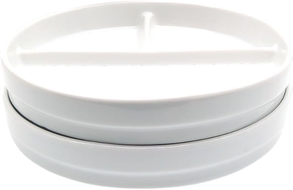 Elk and Friends Kids 6.7&rdquo; Porcelain White Divided Plates with Silicone Sleeves | Suitable for Babies/Toddlers | Microwave & Dishwasher Safe | Non Slip Dinnerware | Snack Dishes | 4 Pack