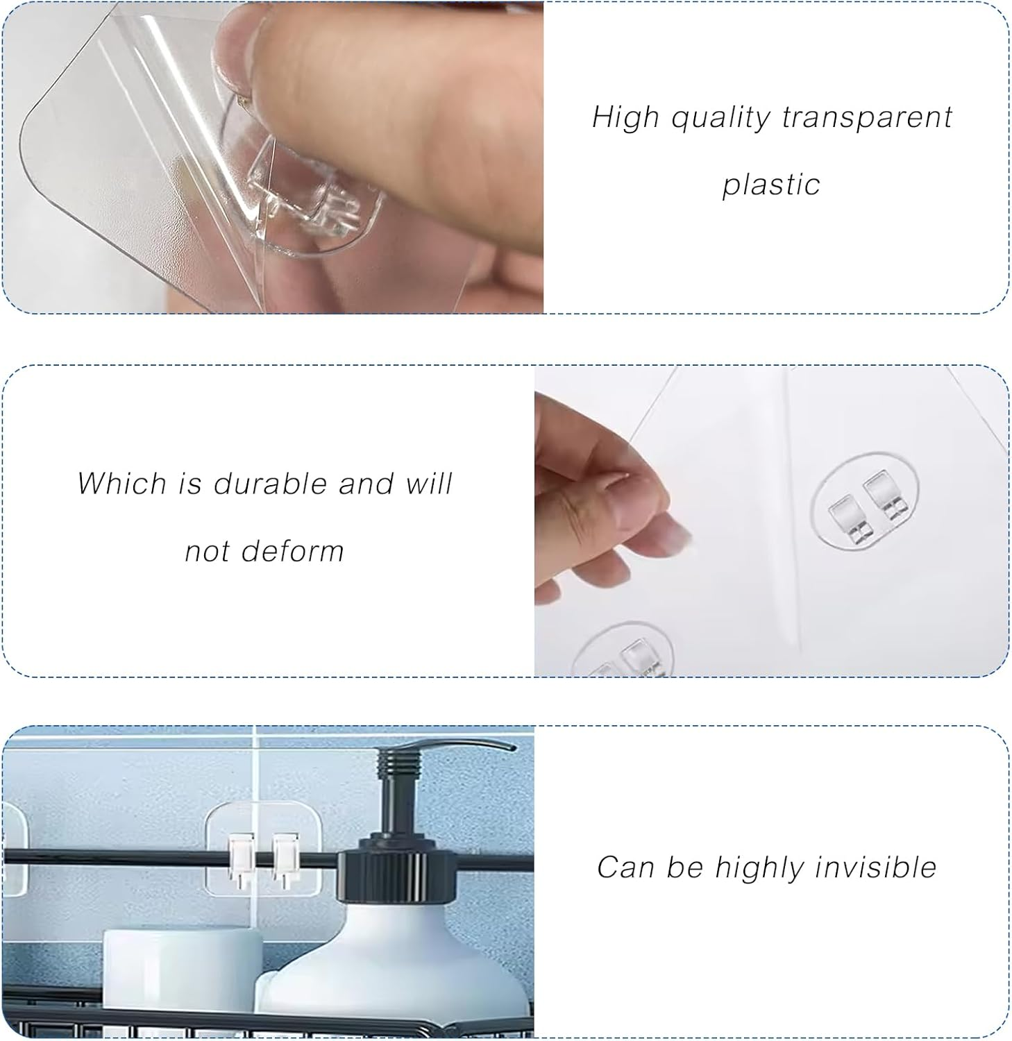 4PCS Shower Caddy Adhesive Replacement,Shower Adhesive Hooks,Bath Organizer,Bath Stickers for Shelves,Wall Showers Caddy,Baths Rack Hanging,Bathroom Shelf,Bathroom Storage image number 1