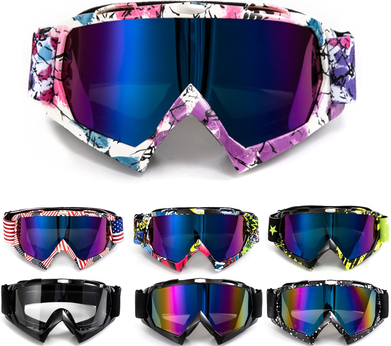 APEBAZY Motorradbrille Motocross Brille Dirt Bike Crossbrille ATV off Road Racing Mx-Fahrbrille Reitbrille Winddicht anti Fog UV Skibrille