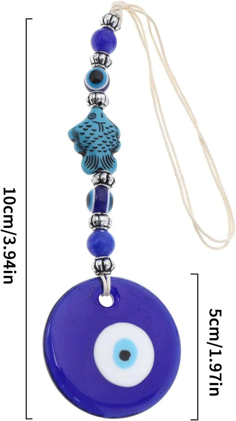 Ecsing 3PCS Blue Evil Eye Hanging Ornament Handmade Lucky Charm Pendant Wall Hanging Accessories for Car Interior Decoration Office Garden Home Decor 10Cm Length image number 1