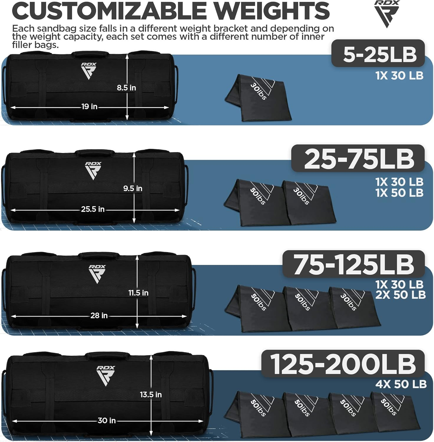 RDX Sandbag for Fitness Weights Training, Power Bags with Handles, 2-90 LB Adjustable Weighted Slam Bag for Strength Powerlifting Running Heavy Workout Home Gym Exercises Sold as UNFILLED image number 1