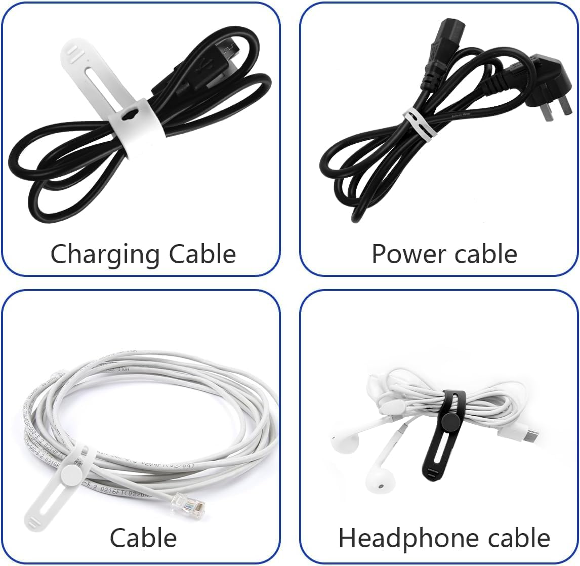 Silicone Cable Straps Cord Organizer, 20Pcs Silicone Cable Ties Cord Organizer Strap, Silicone Cable Straps Wire Organizer Adjustable Cable Ties Cord image number 1