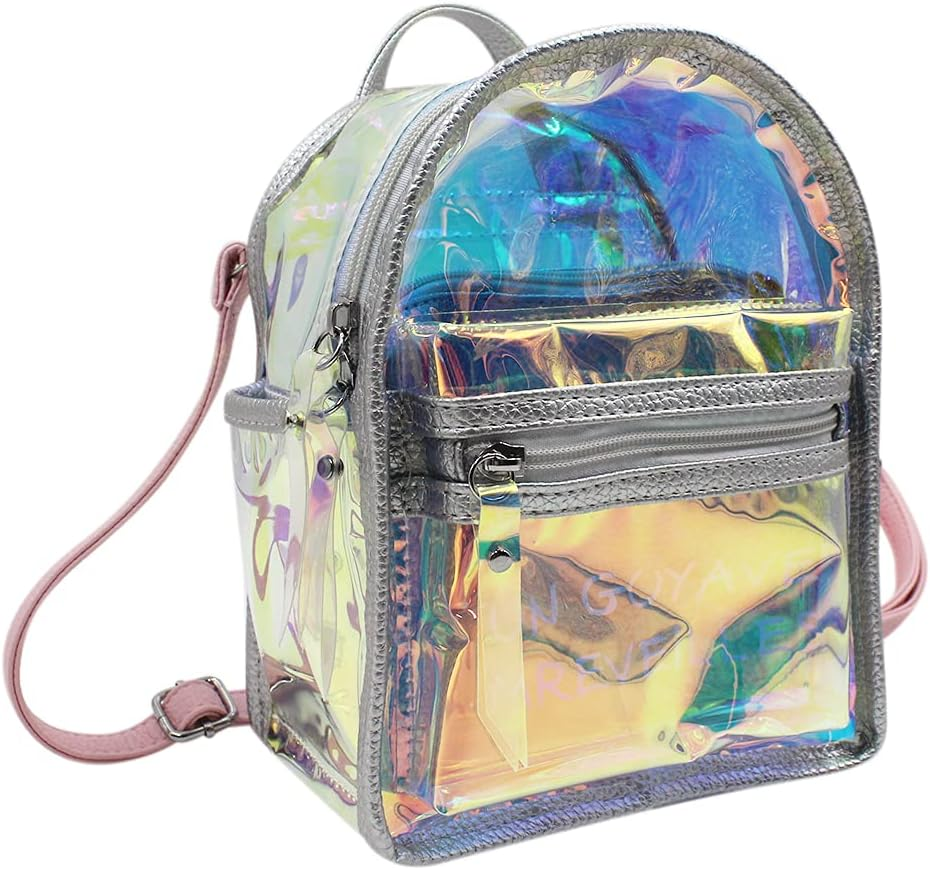 DDPOND Colorful Transparent Daypack Women Clear Cosmetic Makeup Bag Small Satchel for Daily Usetravel Beach - A image number 4