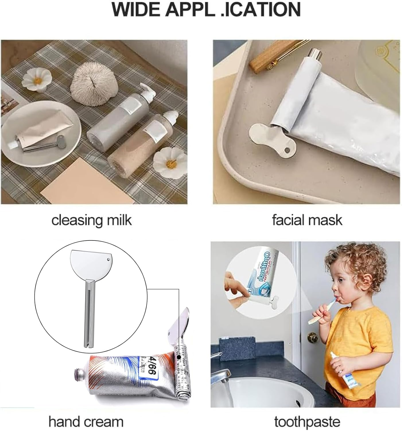 Itadaku 4 Pcs Metal Tube Squeezer Key, Stainless Steel Toothpaste Roller, Tube Squeezer for Cosmetics, Shoe Polish, Hair Dye, Pigments, Perfect for Kitchen, Bathroom & Studio Use