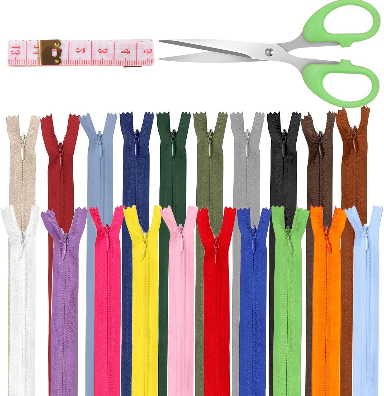 Glarks 22Pcs 40Cm Nylon Invisible Zippers, 20 Colors Nylon Invisible Zipper Bulk, Colorful Conceal Zippers, Crafts Hidden Zippers, Invisible Nylon Coil Zippers with Tools for Sewing Craft image number 3