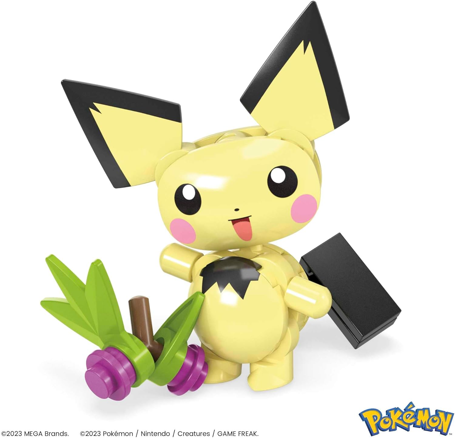 Mega Pok&eacute;mon HPB59 Pichu Picking Construction Set with 1 Articulated Pichu Figure, Moving Character, 84 Pieces, Children'S Toy, Ages 7 and Above, - Multi-Coloured image number 3