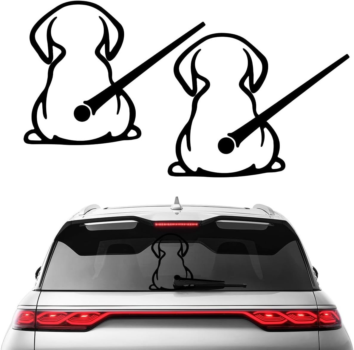 Povtii 2 PCS Car Dog Rear Wipers Windshield Decals, Cute Animal Puppy Auto Rear Window Wiper Sticker, Waterproof Cartoon Funny Dog Moving Tail Stickers, Universal Car Accessories (Colorful)