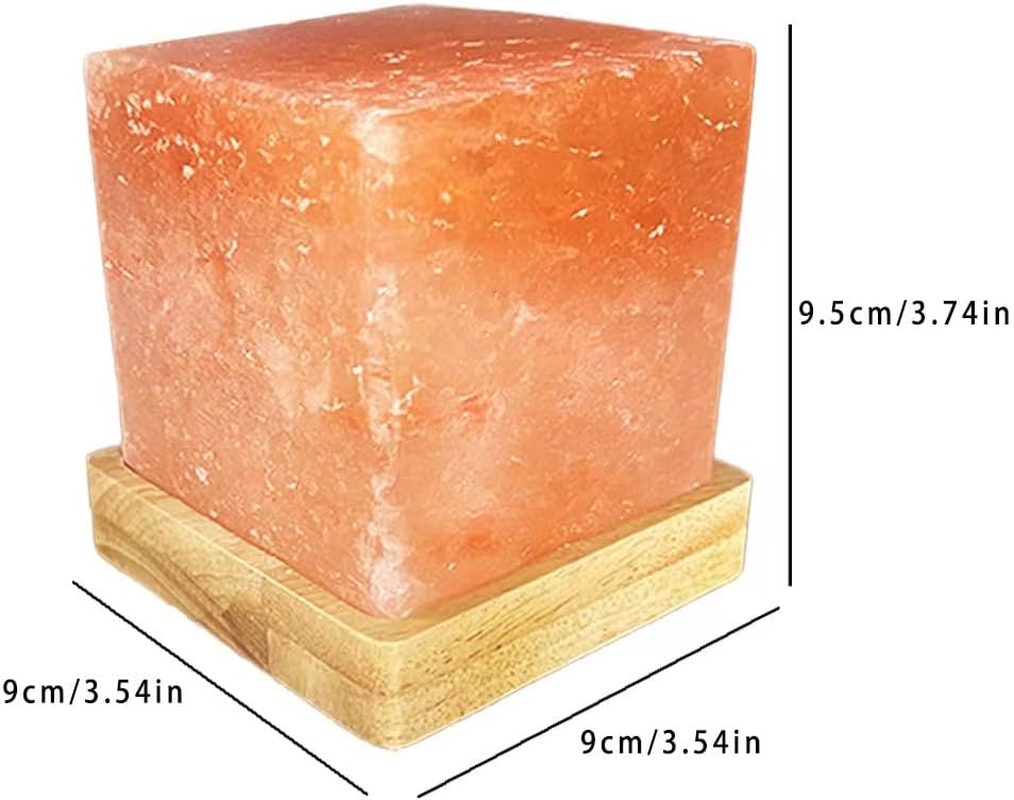 YZYOE Salt Stone USB Warm Light Salt Lamp, Atmosphere Decorative Salt Light with Solid Wood Base, Natural Crystal Rock Bedhead Night Lamp, Gift of Crafts for Friends