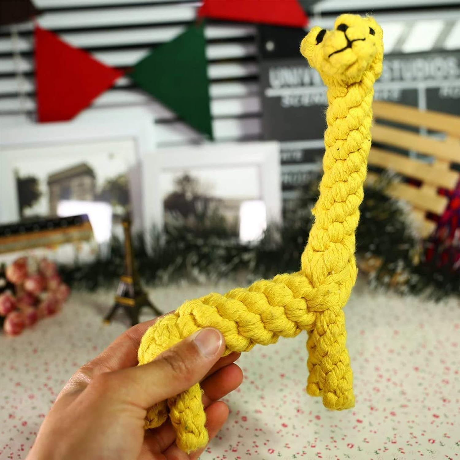 Baby Pet AINIMO Puppy Boredom Rope Toy, Cotton Natural Teeth Cleaning Chew Small Dog Toy (Giraffe) image number 4