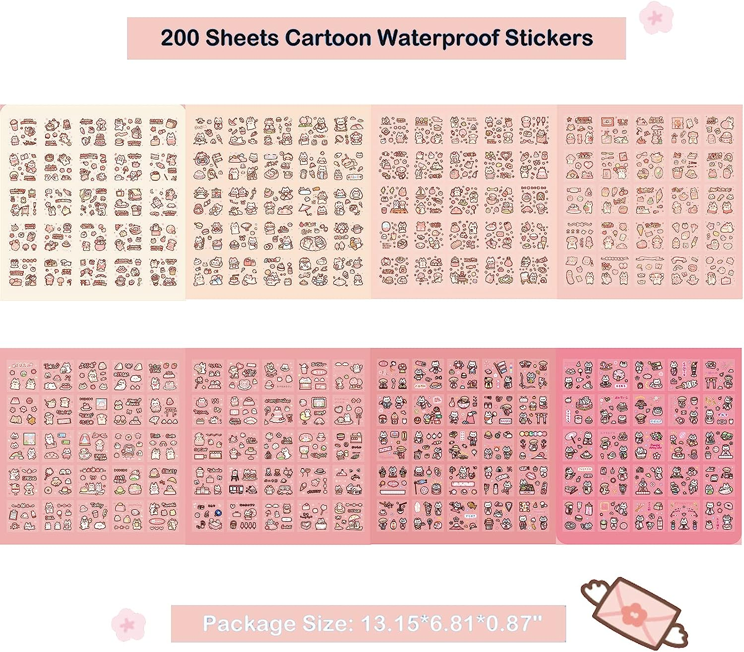Doraking Vinyl Transparent Flower Stickers - Kawaii Cute Stickers for Journaling & Scrapbooking - 200 Sheets - Kids, Teens & Adults image number 1