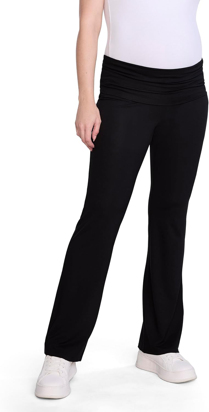 Motherhood Maternity Women'S Full Length Roll over Waist Flare Pregnancy Legging