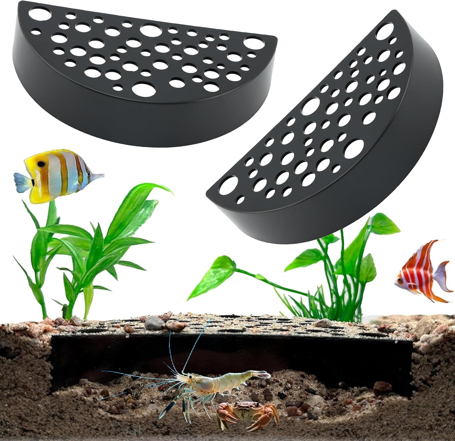 2 Pack Aqua Safe Shrimp Caves - 100% Safe Molting Hideouts for Shrimps & Nano Fish,Black Aquarium Breeding Caves for Shrimps Aquarium Fish Tank Decoration image number 2