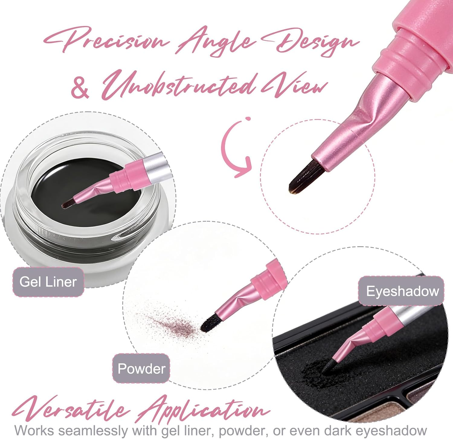 U-Shinein Eyeliner Pen with Bent Blending Brush & Built-In Sharpener, Dual-Ended Precision Eyeliner Waterproof for Smooth Application & On-The-Go Sharpening Long Lasting Brown