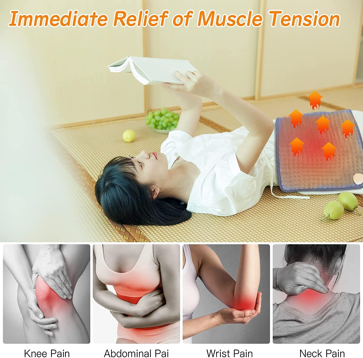 Large Electric Heating Pad for Back Pain Relief &ndash; Fast-Heating with 6 Temperature Settings, Auto Shut-Off | Machine Washable | Neck, Shoulder & Muscle Period Menstrual Pain Relief |(Grey) &ndash; Australia Plug image number 4