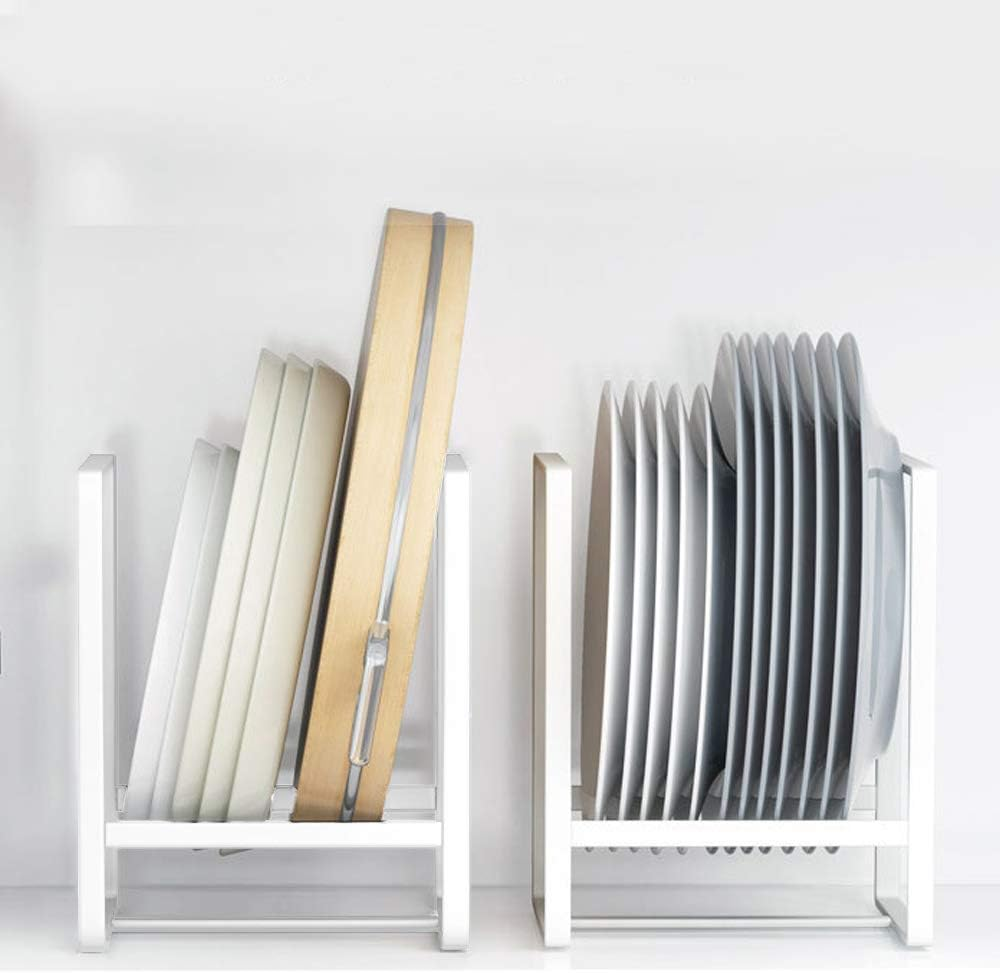 2PCS Plate Holders Organizer, Metal Dish Storage Dying Display Rack for Cabinet, Counter and Cupboard, Grey, Small image number 4